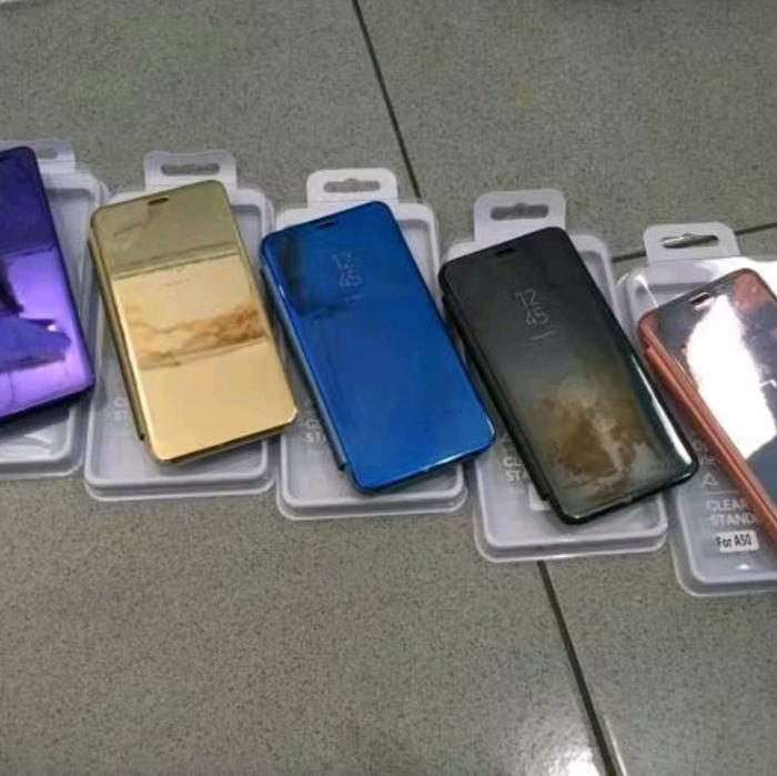 Jual Flip case flip cover mirror for samsung Sam A10 Kab