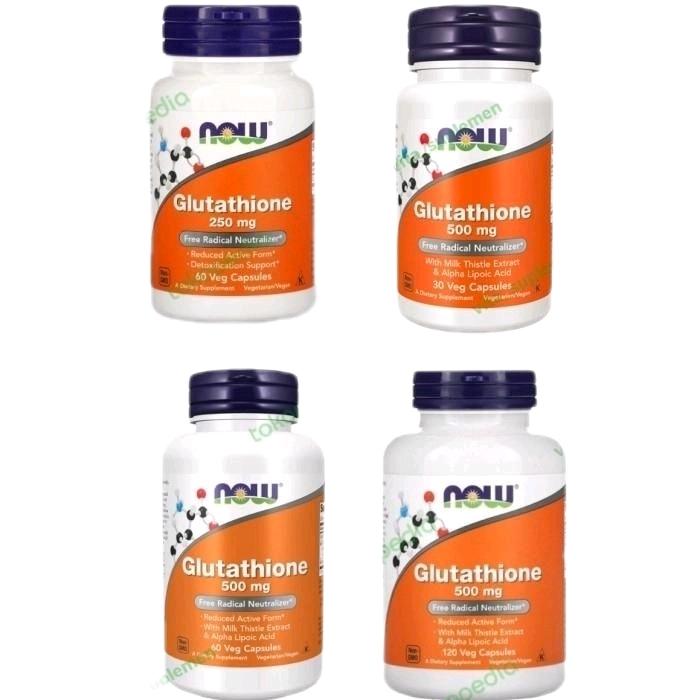 Now Foods Glutathione 250 mg 500 mg 30 / 60 / 120 Veg Capsules di  Vitasuplemen