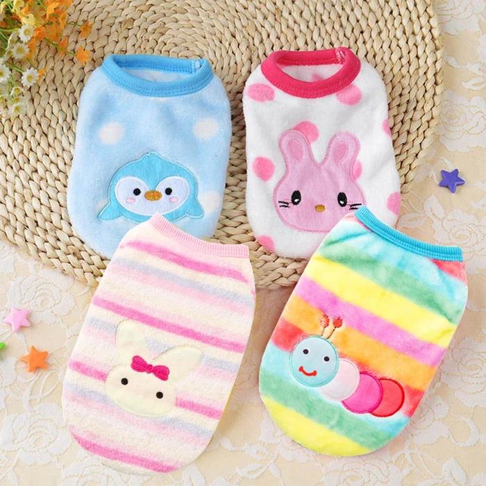 Jual Fleece Dog Clothes Winter Small Dog Vest Cartooon Tiny Teacup