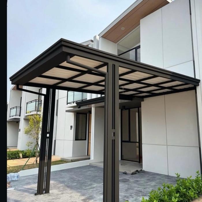 Gambar kanopi besi holow galvanis 4x6 atap alderon twinwall 830 Minimalis Hitam dari Media nusantara truss undefined Tokopedia