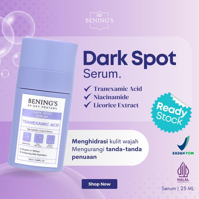 Gambar Benings Dark Spot Serum Tranexamic Acid Mencerahkan Pencerah Wajah Glow Up Perawatan Muka Memudarkan Noda Flek Hitam Kusam Benings Clinic Official dari Bening’s Ori undefined Tokopedia