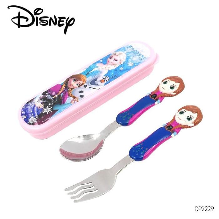 Gambar Disney Original Spoon and Fork With Case Alat Makan Kartun Bayi Anak - Anna dari littleanabellehouse undefined Tokopedia
