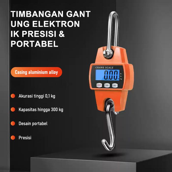 Gambar Timbangan Gantung Digital 300KG Hanging Scale Elektrik Timbangan Ayam Timbangan Ikan Crane Hook Scale - Oranye dari ClassicCollection undefined Tokopedia