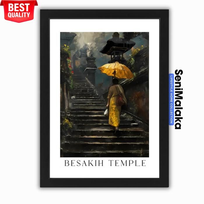 Gambar Wall Art Bali Frame Jumbo A1(96x72cm) – Dekorasi Pulau Dewata Bali Home Decor + Bingkai Kayu Premium - BT-HITAM dari Seni Malaka undefined Tokopedia