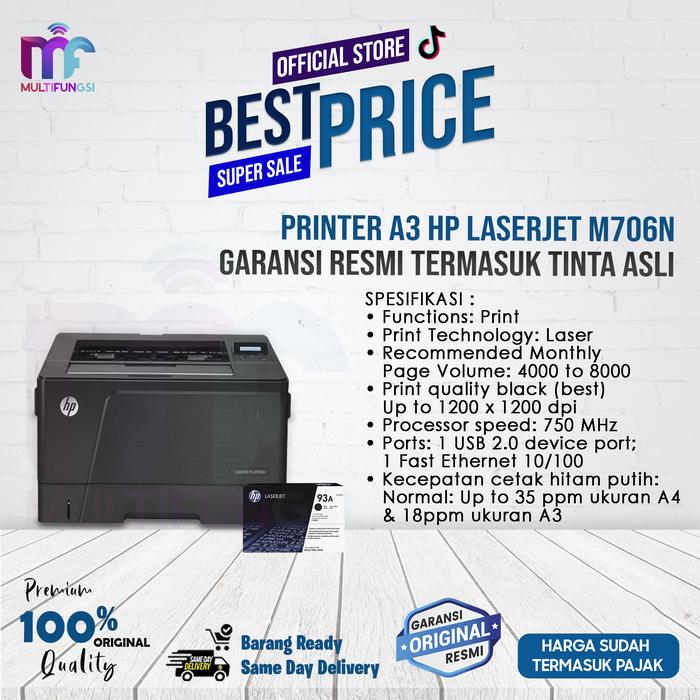 Gambar Printer A3 HP LaserJet M706n (B6S02A) Garansi Resmi M 706n Monochrome dari Multifungsi ID undefined Tokopedia