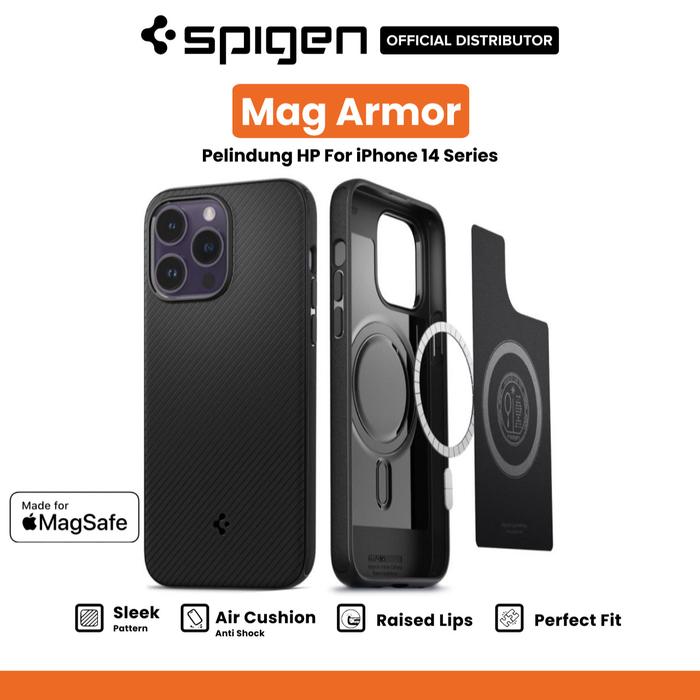 Gambar Case For iPhone 14 Pro Max Plus Spigen Mag Armor MagSafe Matte Slim Casing - Black, 14 Pro dari Spigen Indonesia undefined Tokopedia