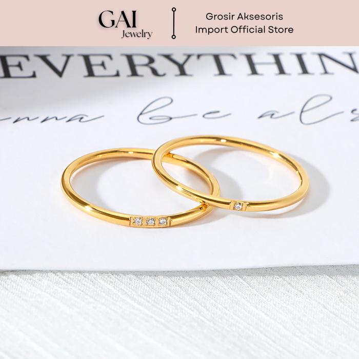 Promo GAI • 362 Cincin Ring Kecil Permata Tanam Titanium Premium