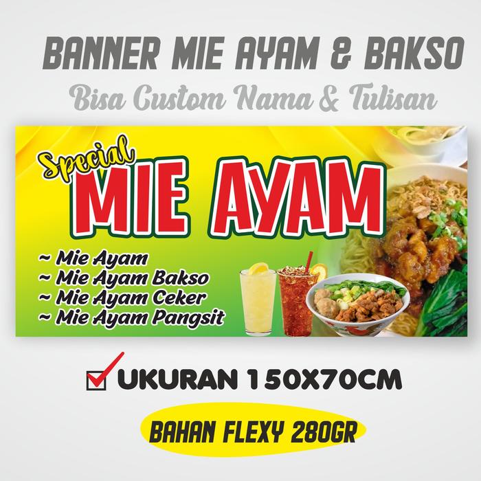 Gambar Bisa Custom Desain dan Ukuran Banner Mie Ayam Banner Bakso Spanduk Mie Ayam Spanduk Bakso - Desain 1 uk(150x70CM) dari konekprintshop undefined Tokopedia