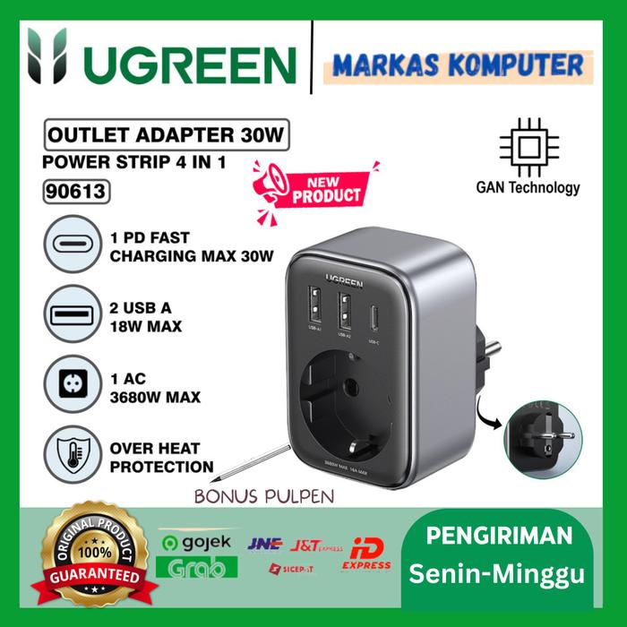 Gambar UGREEN Power Strip 6 IN 1 Stop Kontak Plug Adapter 30W USB Type C - 90613 dari MARKAS KOMPUTER STORE undefined Tokopedia