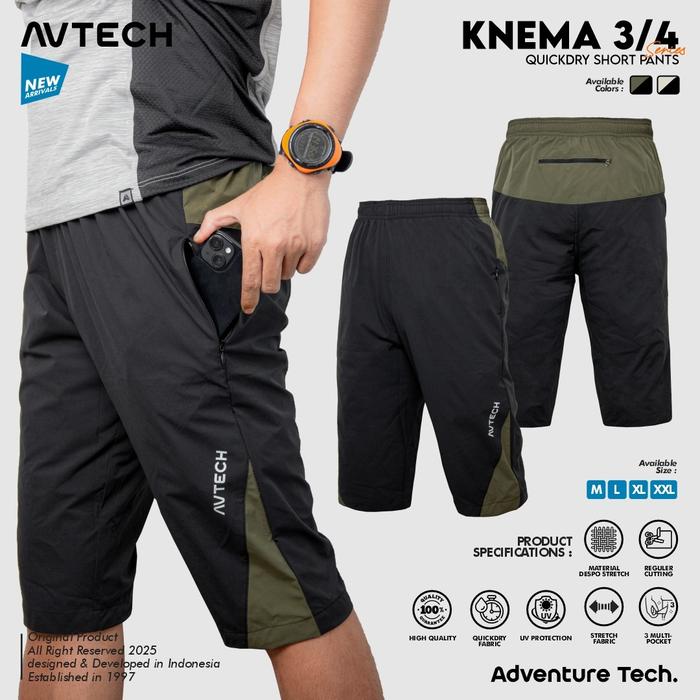 Gambar AVTECH - Celana Pendek 3/4 Pria Wanita Olahraga Running Jogging Trekking Outdoor Quickdry - KNEMA - Hitam - Hijau Army, M dari Avtech Adventure Technology undefined Tokopedia