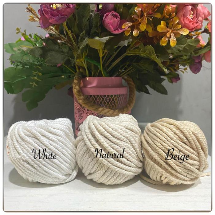 Gambar tali katun benang macrame makram 2mm 3mm 4mm 100gr - White 3mm, 100gr dari DIAN NUGRAHANI AYUNINGTYAS undefined Tokopedia