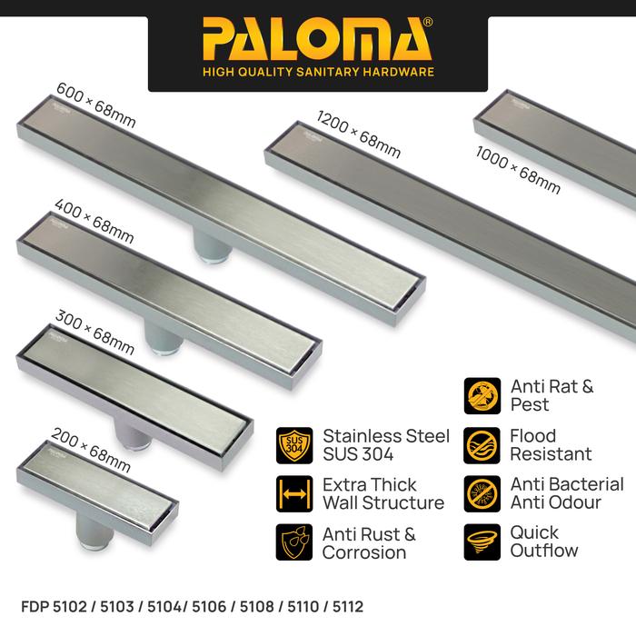 Gambar PALOMA Floor Drain Linear Panjang Saringan Got Kamar Mandi Long FDP 51 - 20cm FDP 5102 dari PALOMA Official undefined Tokopedia