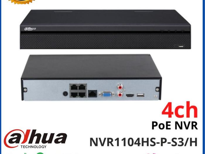 Gambar NVR 4ch PoE 4 port DAHUA NVR1104HS-P-S3/H Recorder IP Camera H.265 dari Tekno Indonesia undefined Tokopedia