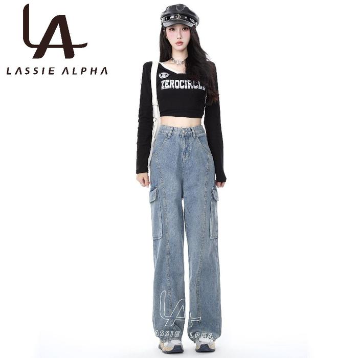 Gambar Lassie Alpha J62 Celana Panjang Highwaist Kulot Jeans Wanita  Panjang Wanita  Celana Jeans boyfriend Jeans celana jeans wanita cargo pants jeans HW Celana panjang boyfriend jeans kulot celana kargo wanita high waist jeans lurus Celana panjang kasual jeans - J62, M dari Lassie Alpha undefined Tokopedia