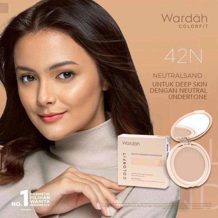 Gambar WARDAH Colorfit Velvet Powder Foundation 11 g - Two Way Cake Coverage - 42N NEUTRAL SAND dari Aneka Kosmetik Jakarta undefined Tokopedia