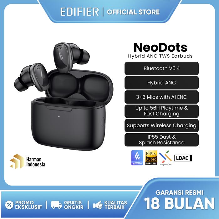 Gambar EDIFIER NeoDots Hybrid ANC TWS Earbuds - Hitam dari Edifier Indonesia undefined Tokopedia