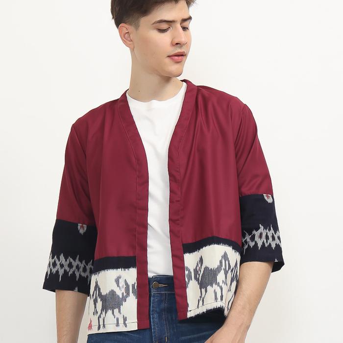 Gambar Etniq Craft Akihiko Kimono Tenun Kombinasi Toyobo-Maroon - M dari Batik Etniq Craft undefined Tokopedia