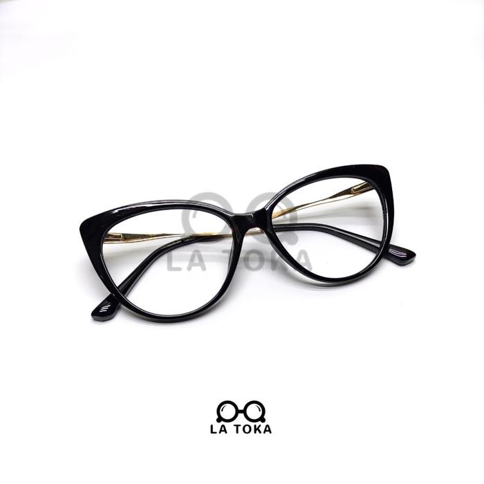 Gambar La Toka | Frame Kacamata Cat Eye | Aurel - LT5018 ( Normal / Minus / Cylinder & Plus - Photocromic / Bluecromic / Antiradiasi & Blueray ) Lensa Glasses Eyewear - Hitam, Frame Only dari La Toka undefined Tokopedia
