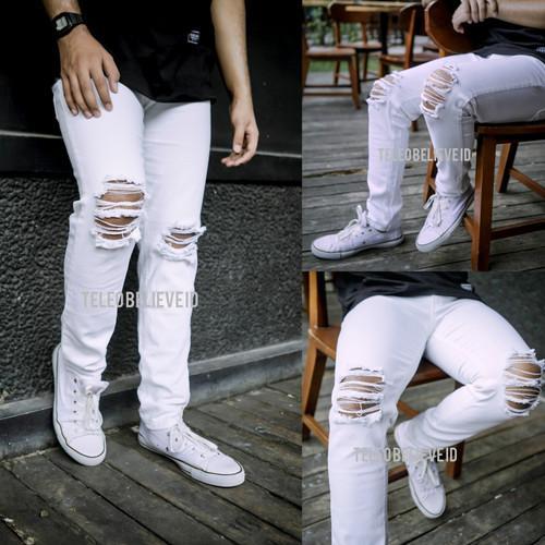 Gambar Cod - Celana Jeans Panjang Pria Sobek - Celana Pria Distro - Jeans Panajang Ripped - Terbaru - Jeans Pria Sobek Terlaris 2023 - Celana Panjang Pria Jeans - PUTIH, 26 dari toko martinnnn undefined Tokopedia