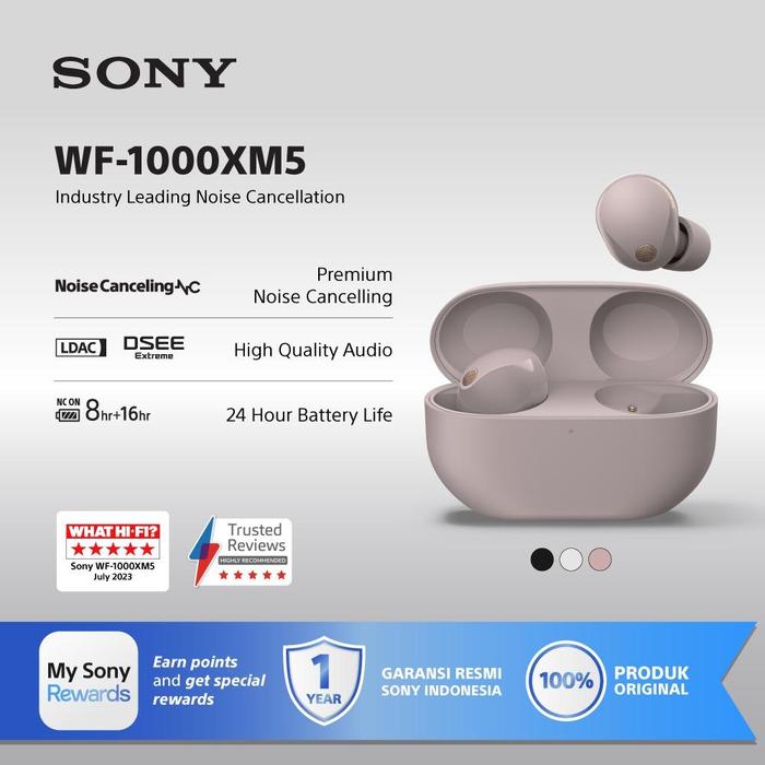 Gambar SONY WF-1000XM5 Noise Canceling Truly Wireless / WF1000XM5 - Smoky Pink dari Sony Audio Official undefined Tokopedia