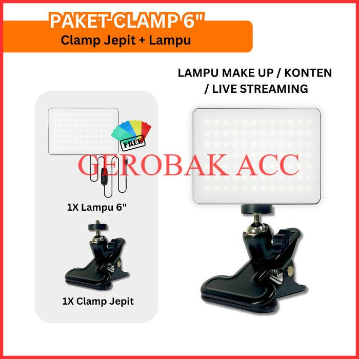 Gambar PAKET LAMPU JEPIT LED RGB CLAMP BESI LAMPU FOTOGRAFI LIVE STREAMING MUA USB 4 WARNA KONTEN KREATOR LIVE STREAMING MAKE UP CLIP JEPIT KACA GEROBAK ACC - PAKET 6 INCH dari NATASHA RUDIADY FSAI undefined Tokopedia