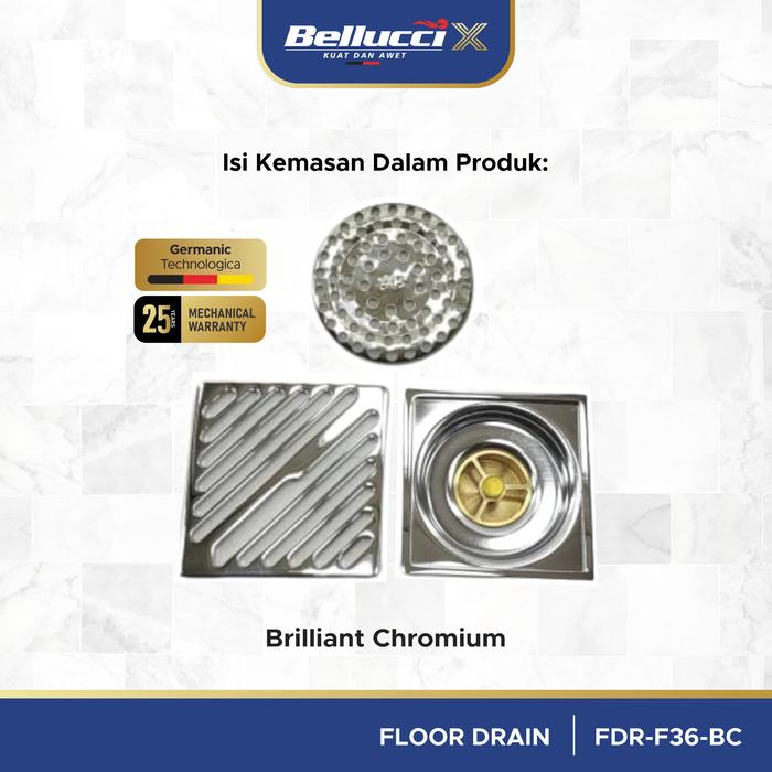 Gambar Bellucci-X Floor Drain FDR-F36 Saringan Got Kamar Mandi Stainless Steel Afur Lantai Anti Bau & Serangga - Brilliant Chrom dari ONASSIS BELLUCCI OFFICIAL Kota Tangerang Tokopedia