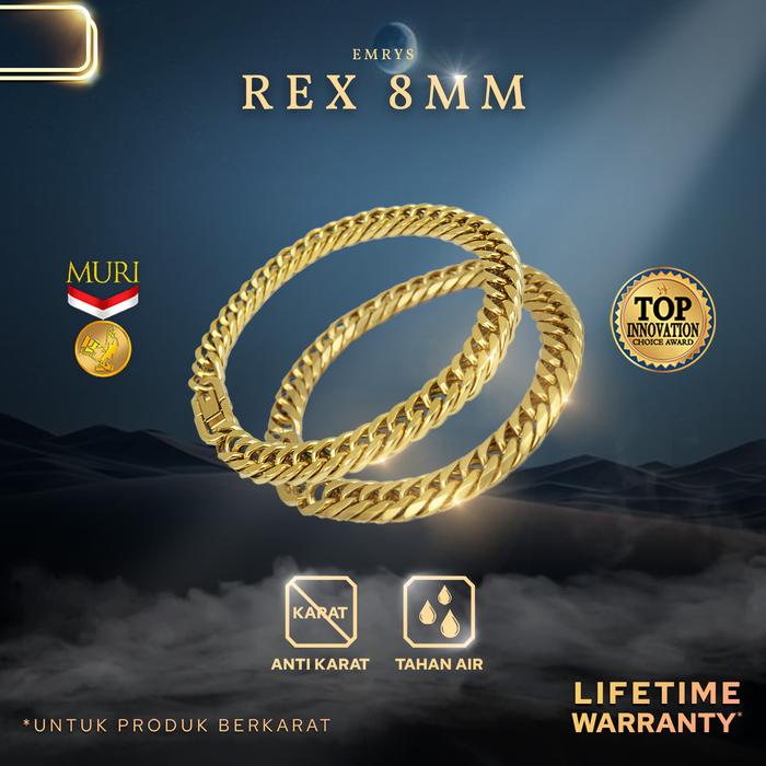 Gambar Emrys Bracelet REX 8 mm Bonus Kalung Plus Anting gelang rantai Kekinian Titanium Pria Wanita - Black Doff dari Emrysid undefined Tokopedia