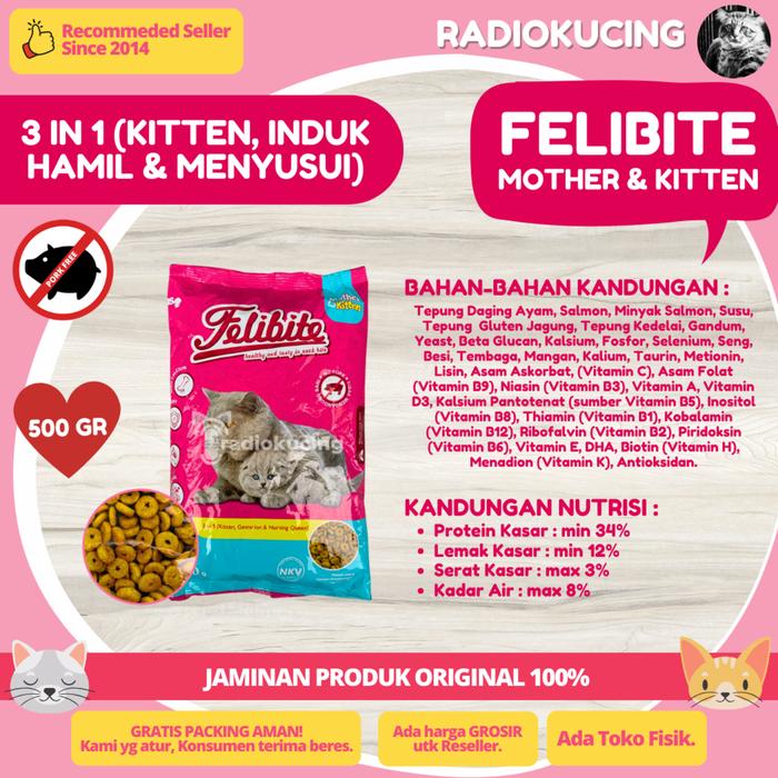 Gambar Felibite Mother & Kitten 500 Gram Freshpack Dry Food Makanan Kucing [JUWIES RADIO KUCING] dari RADIO KUCING undefined Tokopedia