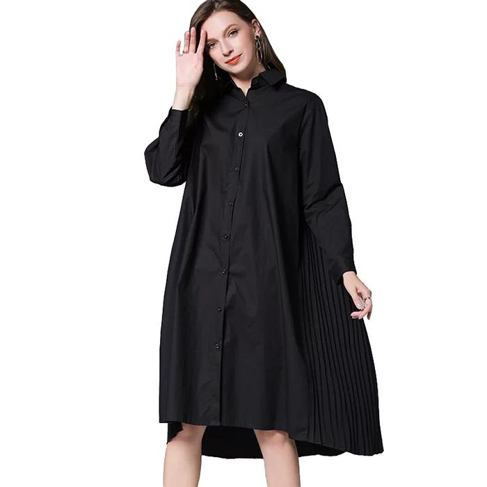 Gambar Tunik Kemeja Oversize Lengan Panjang Muslim Wanita Model Terbaru - Jfashion Malya - Hitam, M/L dari Jfashion_NEW undefined Tokopedia