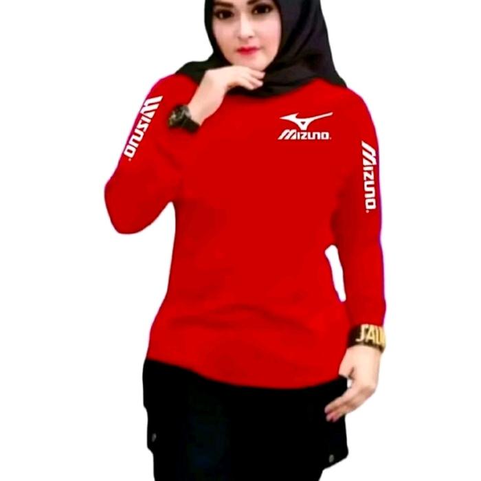 Gambar Baju Olahraga Wanita viral Trendy untuk Jogging Senam Aerobik Zumba Voli Running DLL - dry fit - merah list mizuno, M dari LARISA SPORT undefined Tokopedia
