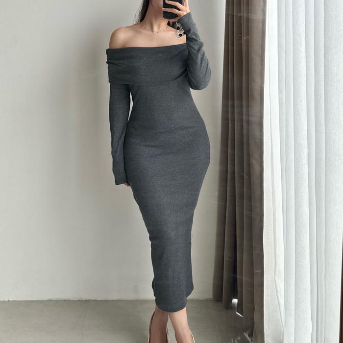 Gambar CLAVIA - Sabrina Dress | Dress Wanita - Abu dari Clavia undefined Tokopedia