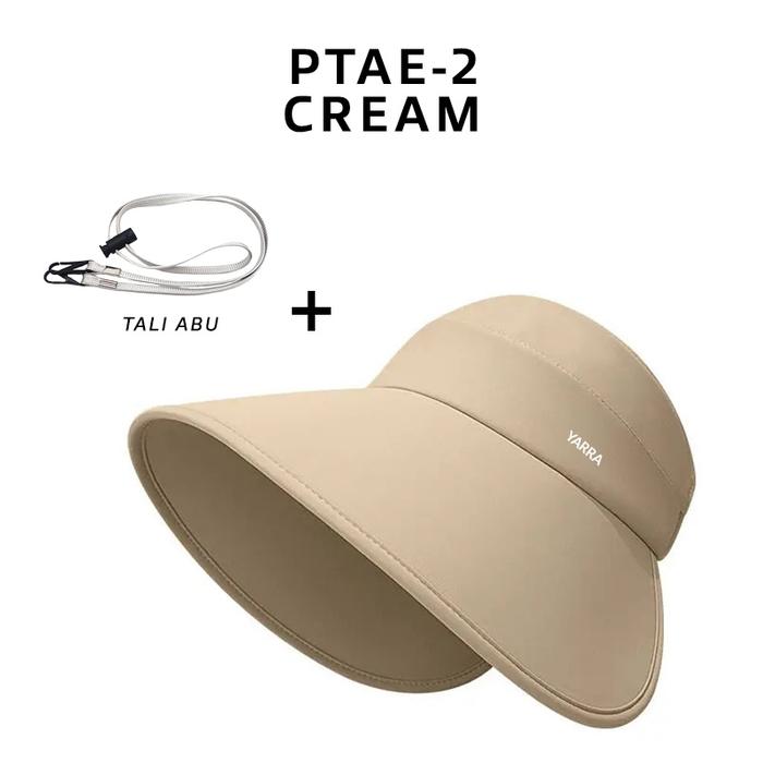 Gambar Minzo Topi Wanita Haji Umroh Pantai Liburan Visor Lebar Lipat Pelindung Matahari Anti Sinar UV - CREAM dari MINZO STORE undefined Tokopedia