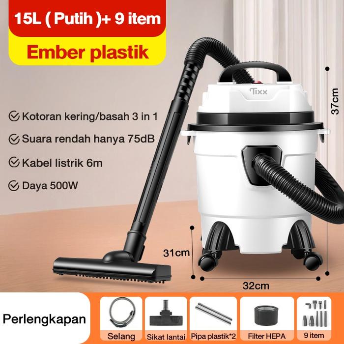 Gambar Karnaval Belanja  TIXX 3in1 Vacuum Cleaner 15 L 500W - Sedot Basah Kering, Vacum Blower, Wet Dry Penyedot Debu - Alat Pembersih yang Praktis dan Efektif Diskon waktu terbatas vacum  cleaner portabel - 15L 【Putih】 + 9 item dari Tixx official ID undefined Tokopedia