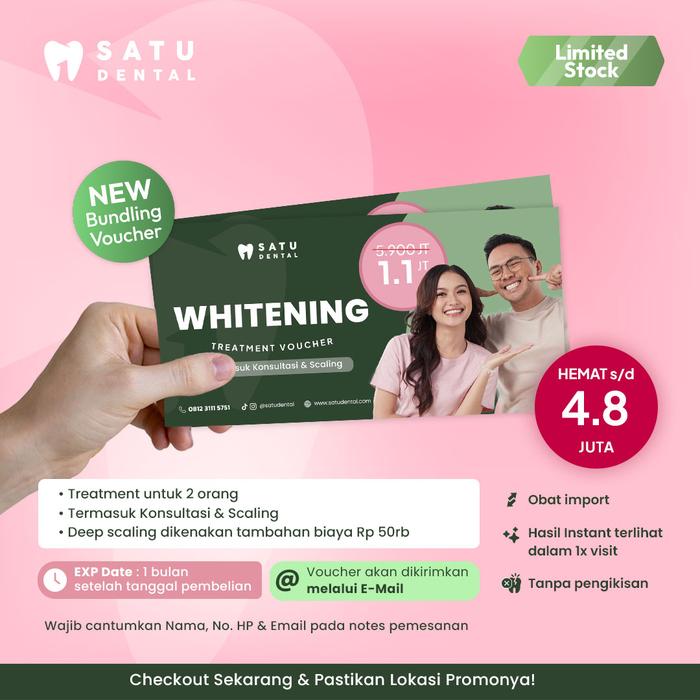 Gambar SATU DENTAL - Bundle Whitening/Bleaching Gigi - 2 Voucher | Selected Location dari SATU Dental undefined Tokopedia