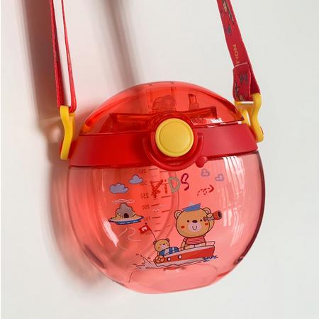 Gambar Botol Minum Anak Tritan model tas Bulat 420ML tali panjang - Merah dari CT OL Shop undefined Tokopedia