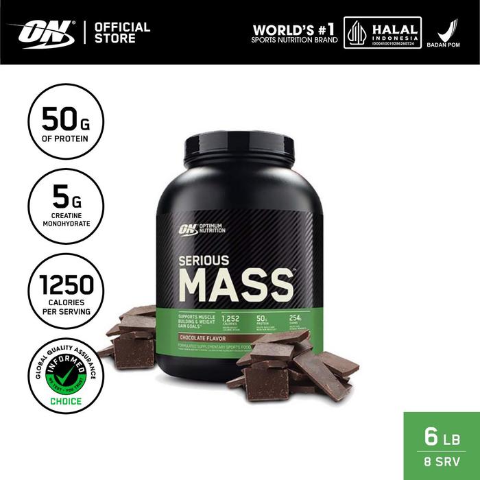 Gambar Optimum Nutrition Serious Mass 6 lbs - Chocolate - Gainer / Suplemen / Gym - Chocolate dari Optimum Nutrition Indonesia undefined Tokopedia