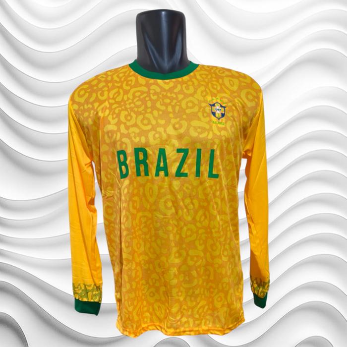 Gambar BAJU BOLA DEWASA LENGAN PANJANG UKURAN L-XL Olahraga Sport jersey keren - KUNING BRAZIL PJG, L dari BLC SPORT undefined Tokopedia