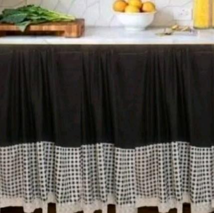 Gambar tirai gordeng meja kompor/kolong dapur jendela motif kombinasi lebar 150 Katun Satin - hitam polos hitam, 150x50 dari yumnakids&home undefined Tokopedia