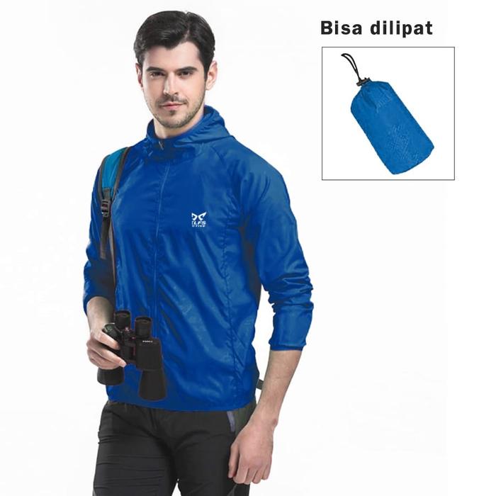 Gambar Elfs Active - Jaket Training Olahraga Waterresistant Lipat Pria Simple Parasut Sport - Biru Tua, S dari Elfs Active undefined Tokopedia