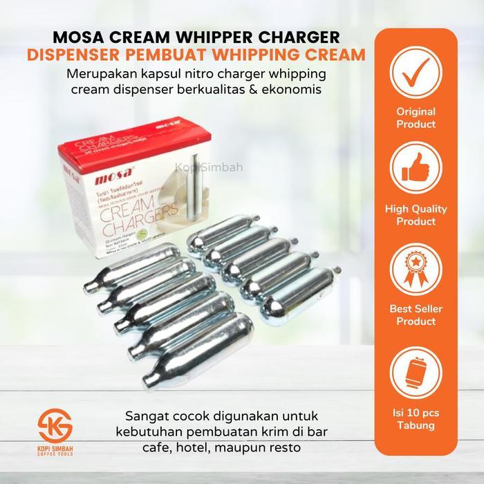 Gambar JTTOP" MOSA WHIPPING CREAM CHARGER REFILL GAS N02 DISPENSER ALAT PEMBUAT KRIM WHIPPER ISI 10 PCS REPLACEMENT NITRO CHARGE KITCHENWARE - mosa cream dari dewi210 undefined Tokopedia
