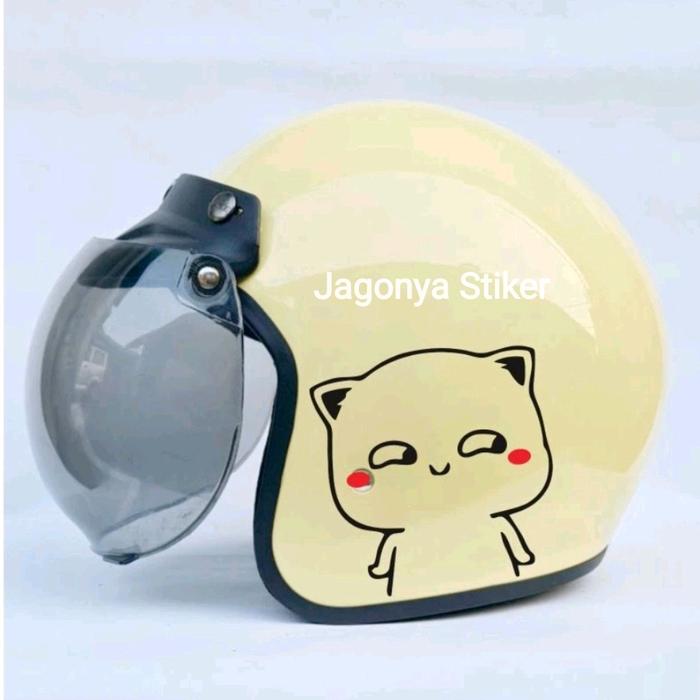 Gambar Stiker Helm Kucing mochi santai keren unik lucu cutting stiker helem motor cat mochi - a, hitam dari Jagonya Stiker undefined Tokopedia