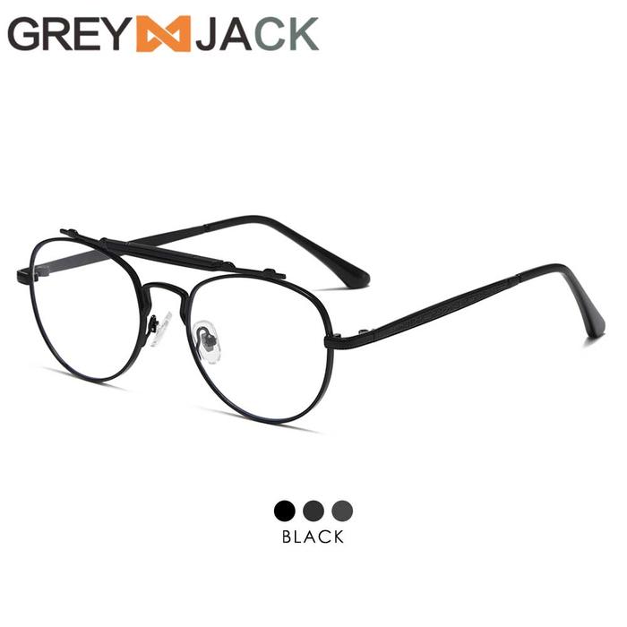 Gambar Grey Jack Frame Kacamata Antiradiasi Blueray Model Aviator Klasik Retro Style Vintage Bahan Metal Keren Pria Wanita Bisa Minus 2210 - BLACK, BLUERAY NORMAL dari Grey Jack Eyewear undefined Tokopedia