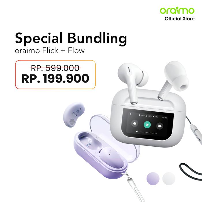 Gambar [BUNDLE] oraimo Flow OTW-3003 & Flick OTW-3002 Stereo Nirkabel Sesungguhnya V5.3 ENC IPX4 Headset Super Bass Headphone Earphone Hitam Laptop TRUE Wireless Black Earphones Headphones Telepon Bluetooth - OTW-3002 Lilac Purple + OTW-3003 White dari oraimo AudioLab undefined Tokopedia