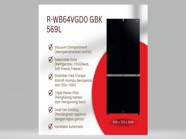 Gambar HITACHI R-WB64VGD0 Kulkas 569 Liter 4 Pintu Inverter RWB64VGD0 GBK dari Permata Electronik_NEW undefined Tokopedia