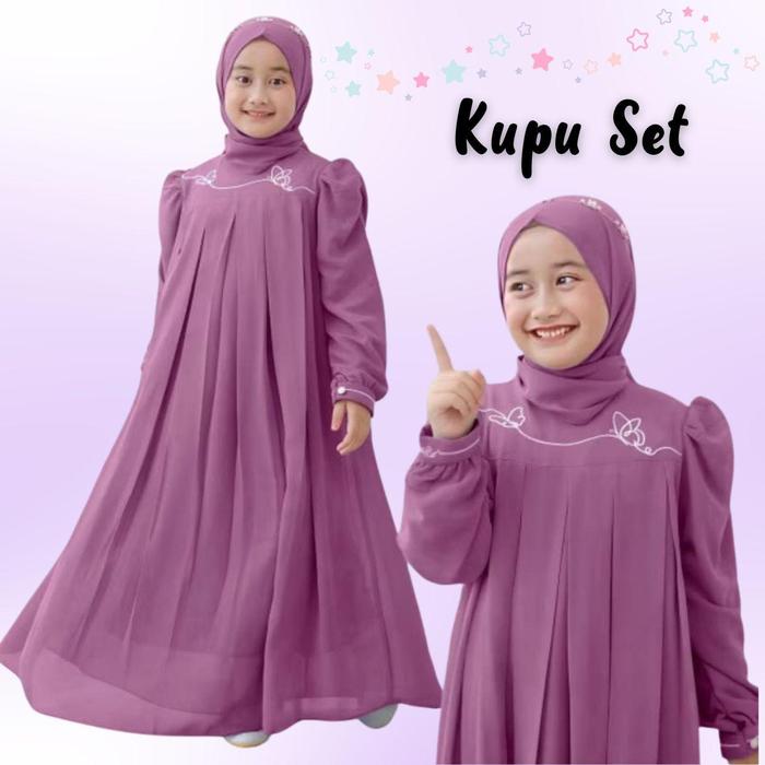 Gambar Gamis Brukat Anak Model Terbaru 2025 Misha Dress Pesta Anak Perempuan Lucu Baju Gamis Anak Usia 5-13 Tahun Dress Kondangan Anak Wanita Muslim - Hitam/Putih/Plum/Ros Tan/Maroon/Mocca/Blue - Airflow, Bunga - lilac, M 5-7 Tahun dari Nurhidayah fashionn undefined Tokopedia