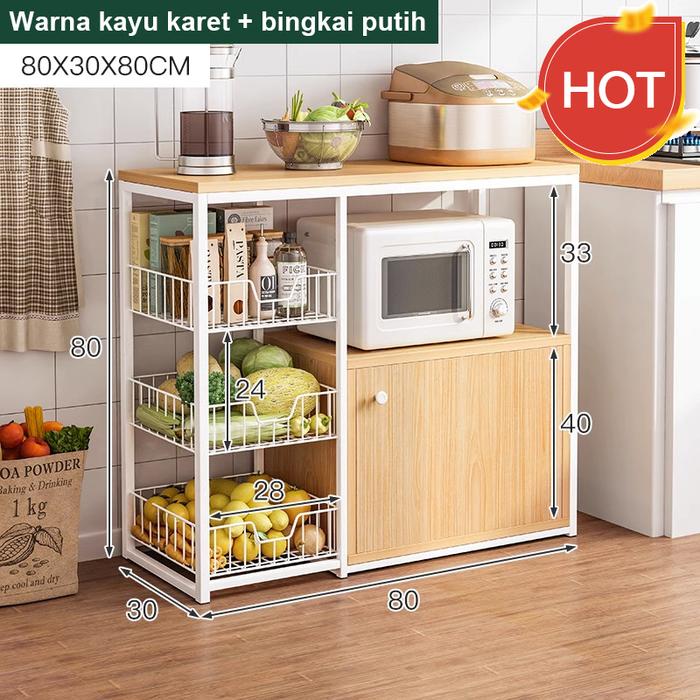 Gambar Lemari Dapur Serbaguna Rak Oven Rak Microwave Kitchen Rack Rak Bumbu Rak Dapur Susun Minimalis Rak Penyimpanan Dapur Modern Buah - 80cm_30cm_80cm dari MAMAMI MALL undefined Tokopedia