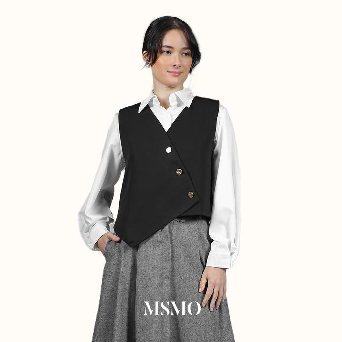 Gambar MSMO Aster Set / Outer Set Wanita / Atasan Wanita One set Formal Kancing - Set - Black, S dari MSMO.ID undefined Tokopedia