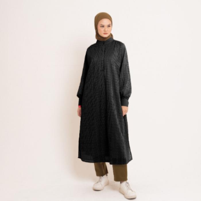 Gambar [GRDauky-B Warehouse] Dauky Baju Atasan Midi Dress Lace Mewah Raya Series M Dress Geo Lace Raya Collection - Black, S dari Dauky Fashion Kota Bandung Tokopedia