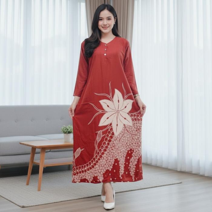 Gambar Longdress Batik FELYCIA Daster Rayon Busui Baju Lengan Panjang Baju Tidur Remaja Motif Casual Wanita Terusan Dewasa Shakila Hitam - FELYCIA BATA dari BAKUL DASTER KU undefined Tokopedia