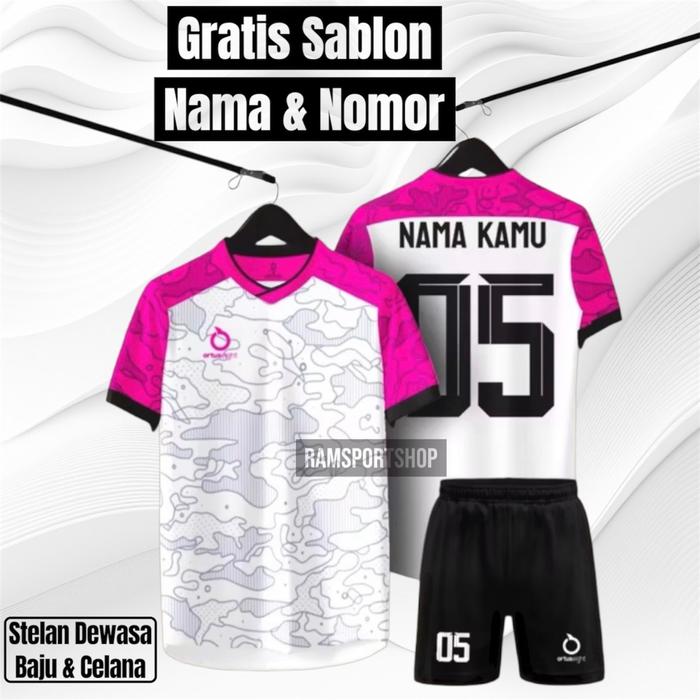 Gambar GRATIS COSTUM NAMA NOMOR PUNGGUNG  JERSEY FUTSAL JERSEY BOLA STELAN DEWASA UNISEX NYAMAN DIPAKAI MENYERAP KERINGAT Olahraga Volly Badmintoon Sport team - Putih Pink, M, Nama + Nomor dari RAMSportshop undefined Tokopedia